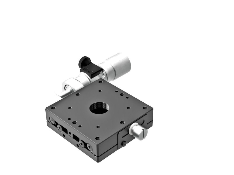 Łożysko EXC 60X60mm, stalowe, stolik osi X, mikrometr boczny śrubowy submikronowy, +/-6.5mm, gwinty M4, prawoskrętny — zdjęcie produktu, nr katalogowy TSD-601SRWP