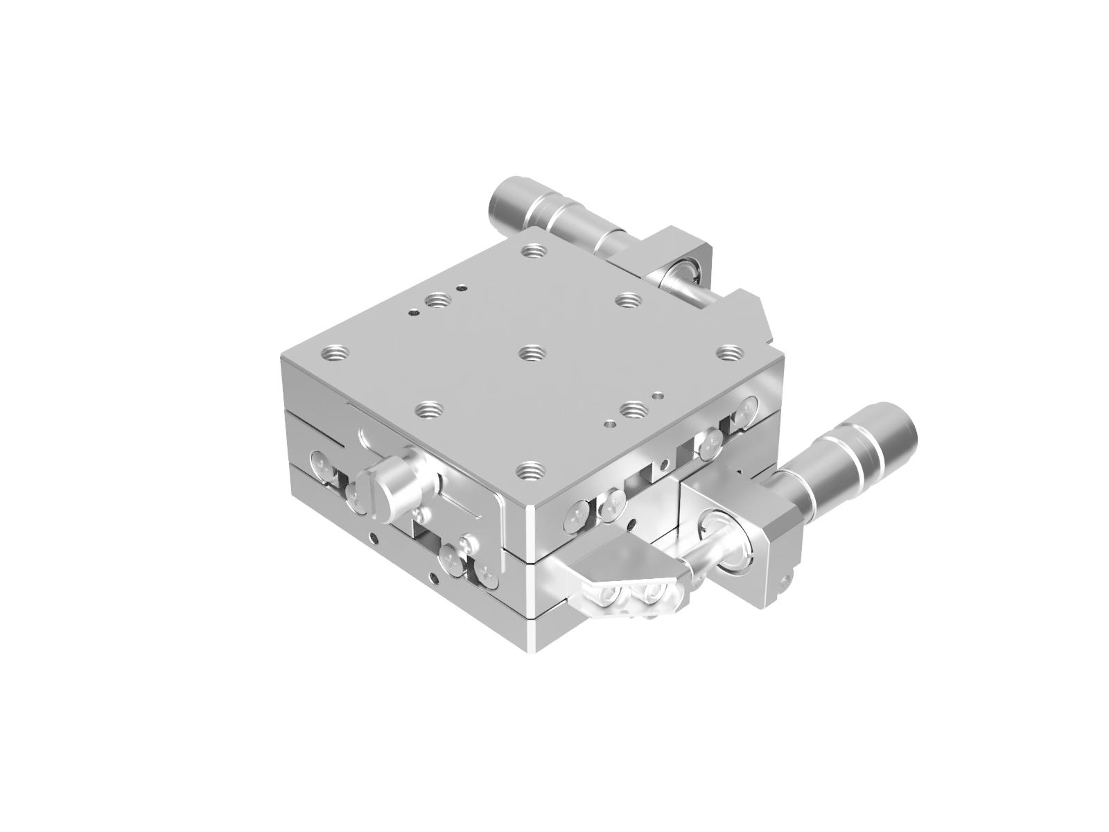 Stolik XY 65X65mm z łożyskiem EXC, kompatybilny z próżnią, ze stali nierdzewnej, mikrometr boczny, +/-6.5mm, gwinty M6 — zdjęcie produktu, nr katalogowy TSDS-652S-M6