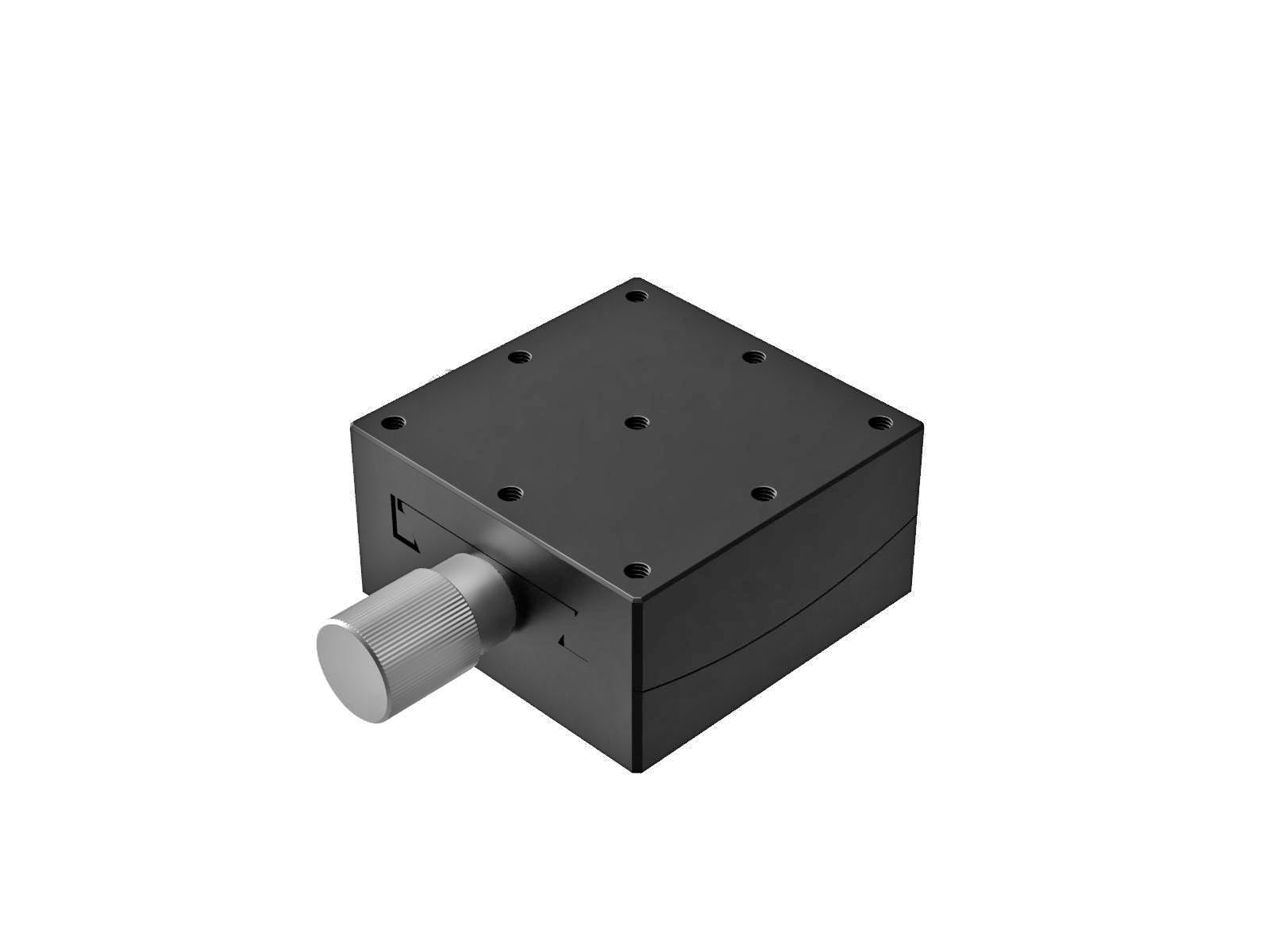 Goniometr 60X60mm, mosiężny wpust, 1-osiowy, +/-15 stopni, wysokość osi 84mm, prawoskrętny, przekładnia ślimakowa, gwint M4 — zdjęcie produktu, nr katalogowy GOH-60A84R