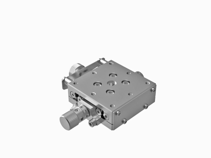 Goniometr 40X40mm z niklowanym wykończeniem, łożyska EXC, 1-osiowy, +/-6°, wysokość osi 75mm, praworęczny, przekładnia ślimakowa, gwint M3 — zdjęcie produktu, nr katalogowy GOHT-40A75R