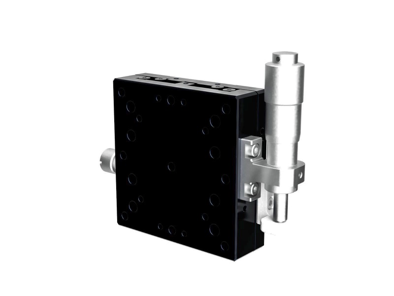 60X60mm łożysko kulkowe, aluminiowy, stolik Z (platforma/baza pionowa) z mikrometrem bocznym, +/-6.5mm, gwinty M4 — zdjęcie produktu, nr katalogowy TADC-601SZ