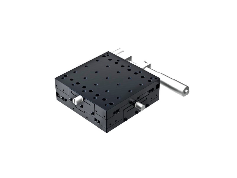 Łożysko krzyżowo-rolkowe 120X120mm, aluminiowe, stolik XY, mikrometr boczny, +/-20mm, gwinty M6, prawoskrętne — zdjęcie produktu, nr katalogowy TAM-1202SR-M6