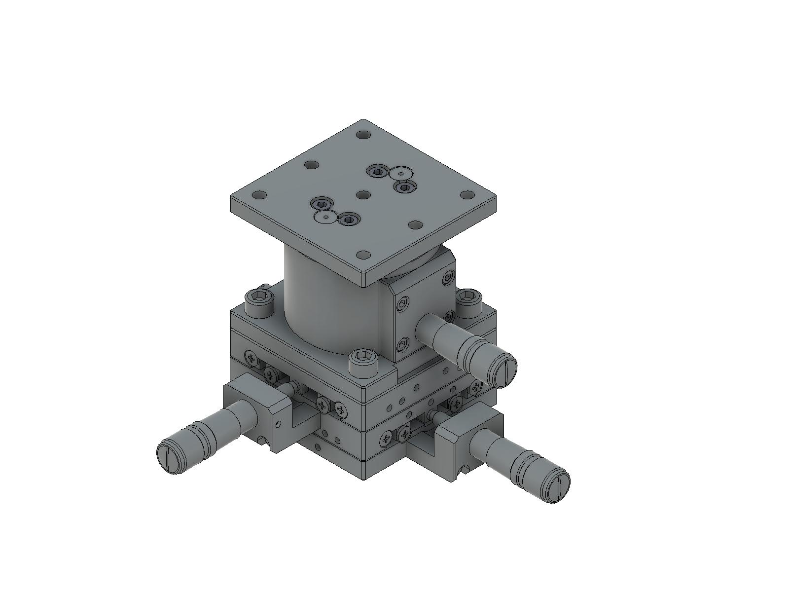 Łożysko EXC 65X65mm, kompatybilne z próżnią, ze stali nierdzewnej, stolik o osi XYZ, mikrometr centralny, +/-6.5/6.5/5.0mm, gwinty 1/4-20 — zdjęcie produktu, nr katalogowy TSDS-655CUU