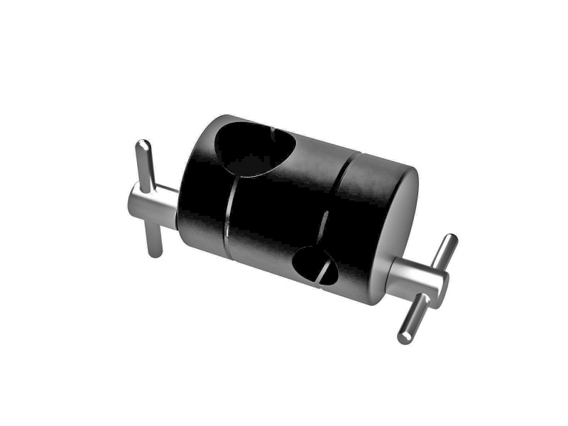 Zaciski krzyżowe pod kątem prostym do łączenia słupków 20mm i 12mm — zdjęcie produktu, nr katalogowy CCHN-20-12