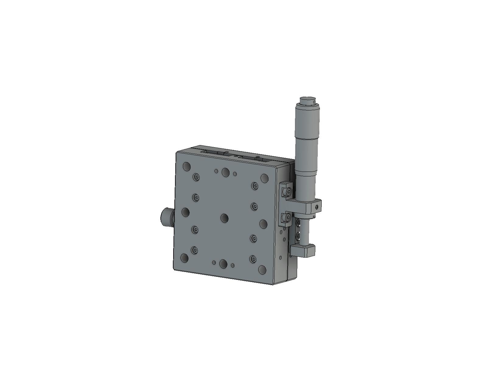 65X65mm łożysko kulkowe, aluminiowy, stolik Z (platforma/baza pionowa) z mikrometrem bocznym, +/-12.5mm, gwinty M6 — zdjęcie produktu, nr katalogowy TADC-651SZ25-M6