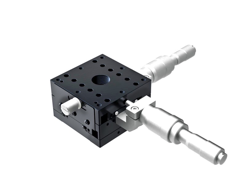 Łożysko krzyżowo-rolkowe 60X60mm, aluminiowe, stolik XY, mikrometr centralny różnicowy, +/-6.5mm, gwinty M4 — zdjęcie produktu, nr katalogowy TAM-602CDM