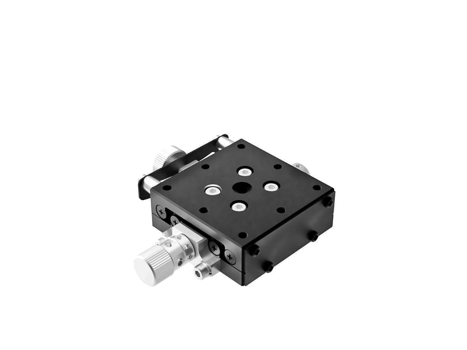 Goniometr 40X40mm, łożyska EXC, 1-osiowy, +/-10 stopni, wysokość osi 40mm, praworęczny, przekładnia ślimakowa, gwint 6-32 — zdjęcie produktu, nr katalogowy GOHT-40A40BRUU