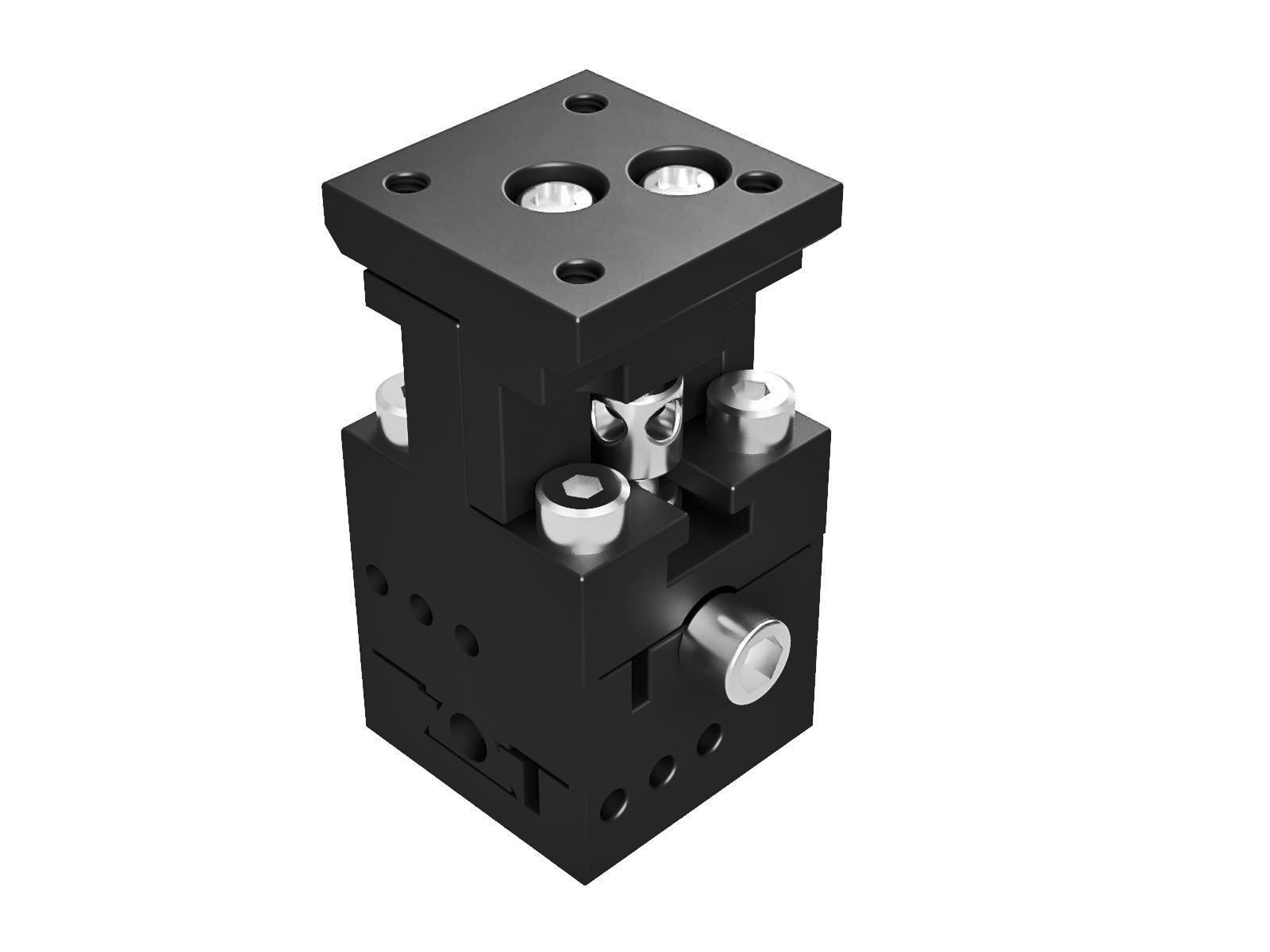 Prowadnica jaskółczy ogon 15X15mm, mosiężne, stolik XYZ, śruba prowadząca centralna, +/-2mm, gwinty M2 — zdjęcie produktu, nr katalogowy TASB-155