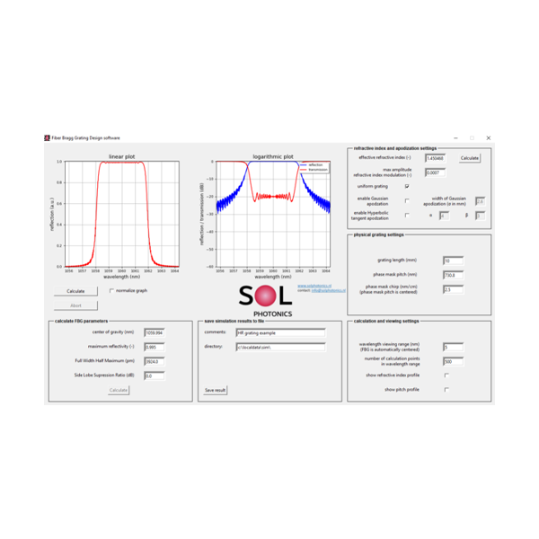 NorthLab Grating Design Software (GDS) – projektowanie siatek Bragga (FBG)