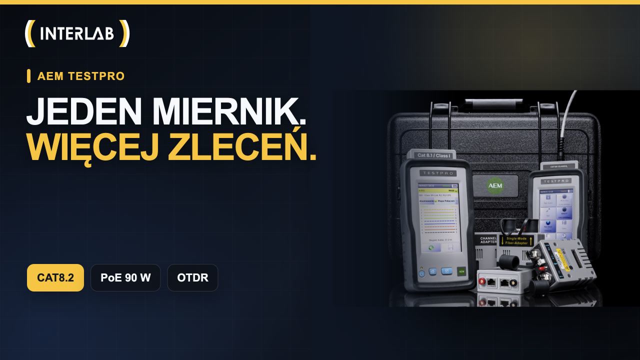 Film prezentacyjny AEM TestPro — miedź, światłowody, Power over Ethernet i OTDR