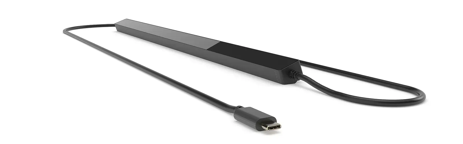 Listwa Tobii Pro Fusion z podłączonym kablem zakończonym wtykiem USB-C