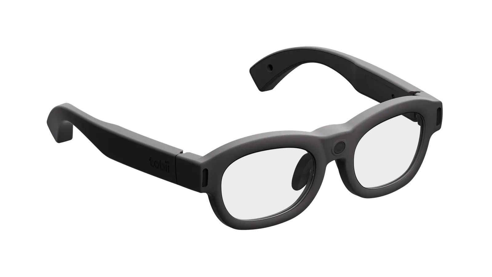Okulary Tobii Glasses X w czarnej oprawce, widok z boku