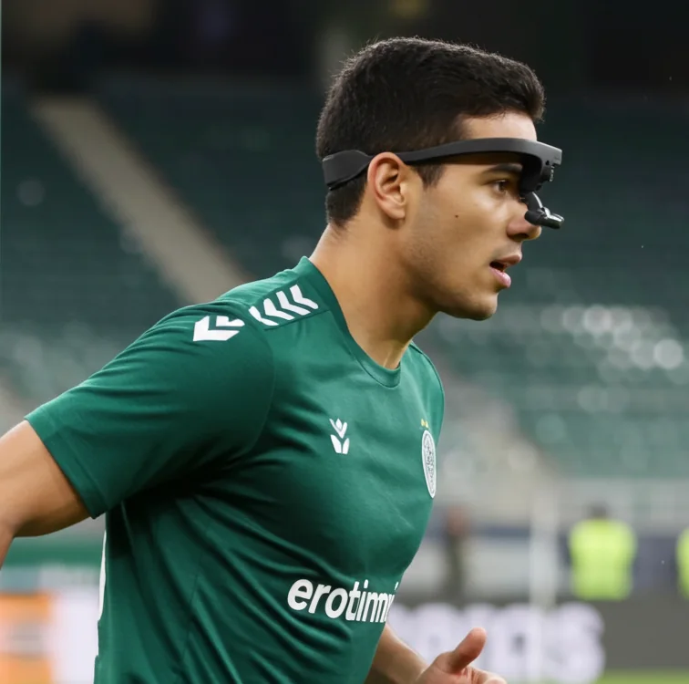 Piłkarz na stadionie w okularach Dikablis Glasses X