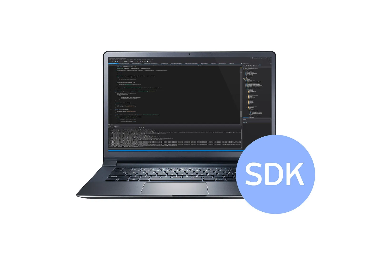 Laptop z kodem źródłowym w środowisku programistycznym — Tobii Pro SDK